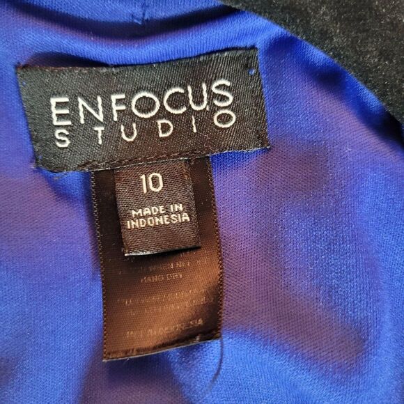 Enfocus Studio Sleeveless Sheer Caped Lace Bodycon Tea Length Dress Blue Sz 10 - Picture 4 of 9